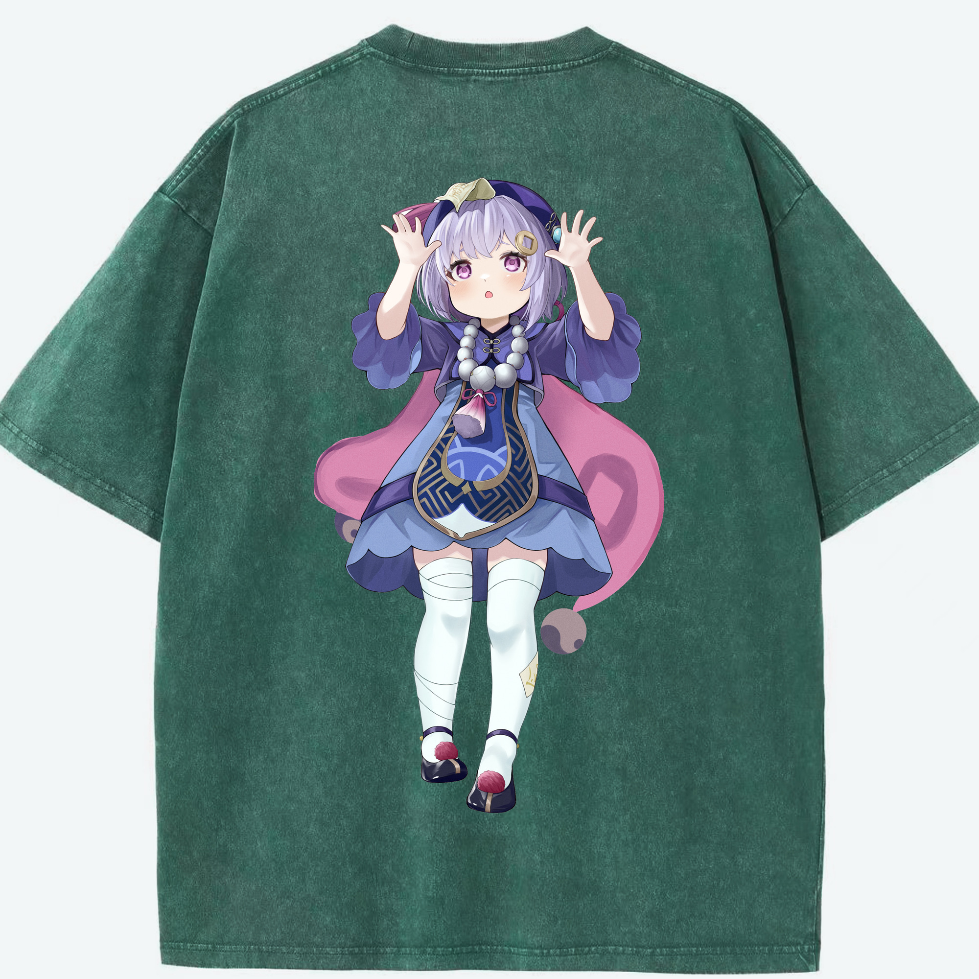 げんし神 七七 なな  genshin Nana 綿100% ヴィンテージ風 半袖Tシャツ（背面プリント）